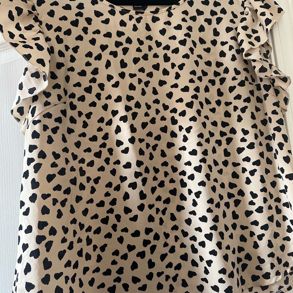 Cream and Black Heart Blouse